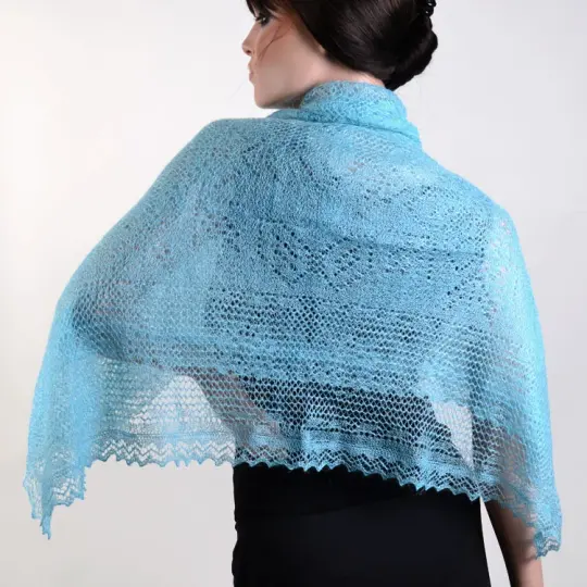 Orenburg Pautinka Aqua Shawl