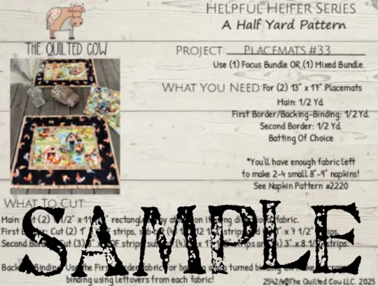 Helpful Heifer A Half Yard Pattern Placemats #33