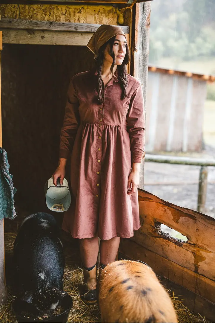 Corduroy Chore Dress in Pueblo- XL Available!