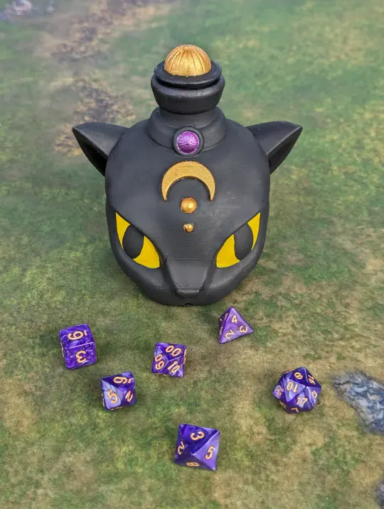 Darkvision - Cat's Agility Potion 3D Printed Dice Jail | RPG Dice Vault | D20 Storage Box  | Player Gift - Enhance Nighttime Adventures!