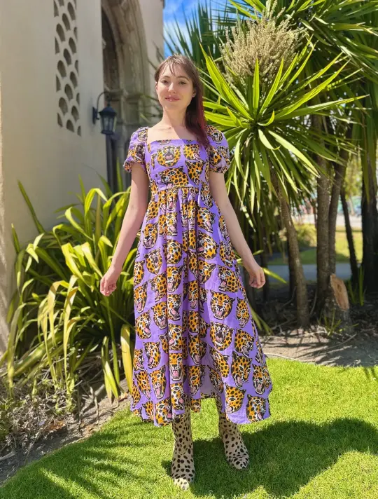 Linen Princess Dress Cheetah Head