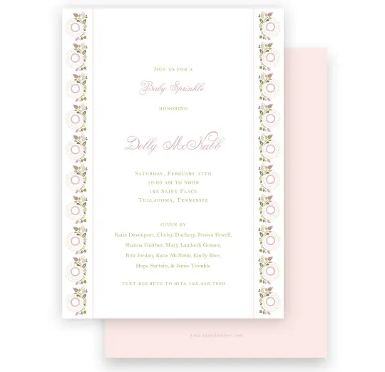 Floral Swirl Girls Baby Shower Invitation