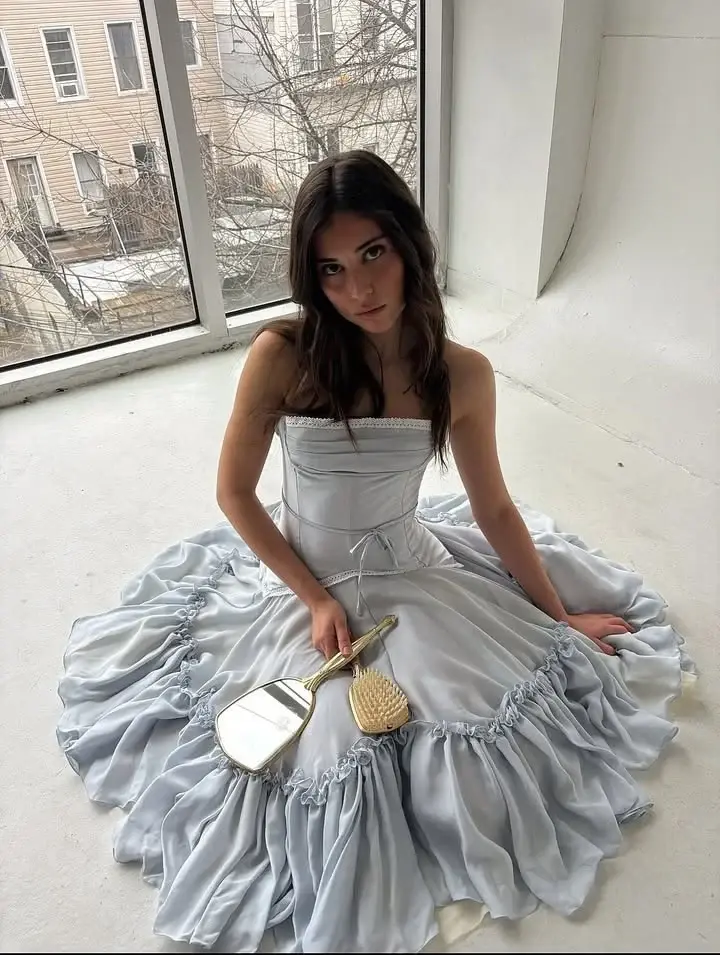 Flowy Chiffon Women's Prom Gown Pale Blue Corset Maxi Evening Dress Birthday Dress — Fall Outfit 2026 New RS3162
