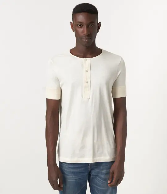 103 Loopwheeled Maco-Imit Short Sleeve Henley