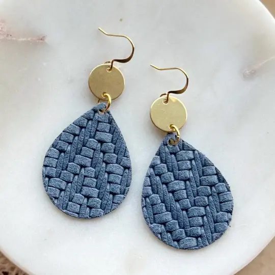 Dew Drop Denim Weave Earrings