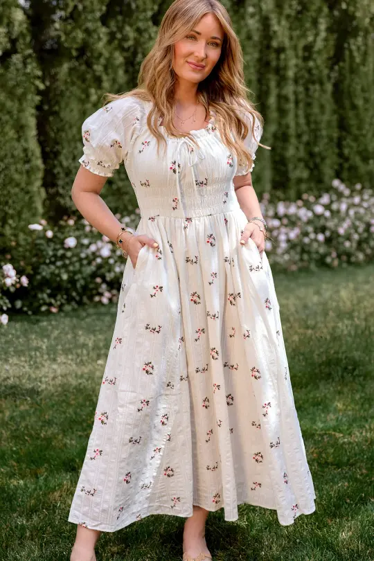 Jessie Dress in Ditsy Embroidery