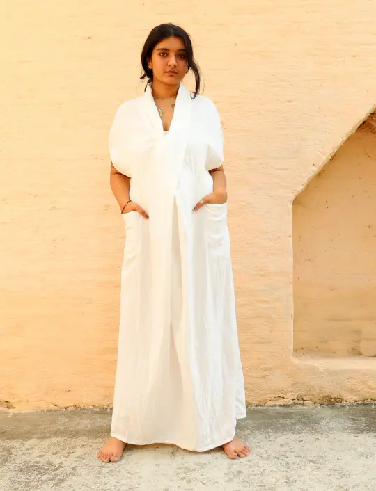 Shawl Collar Origami Long Kaftan