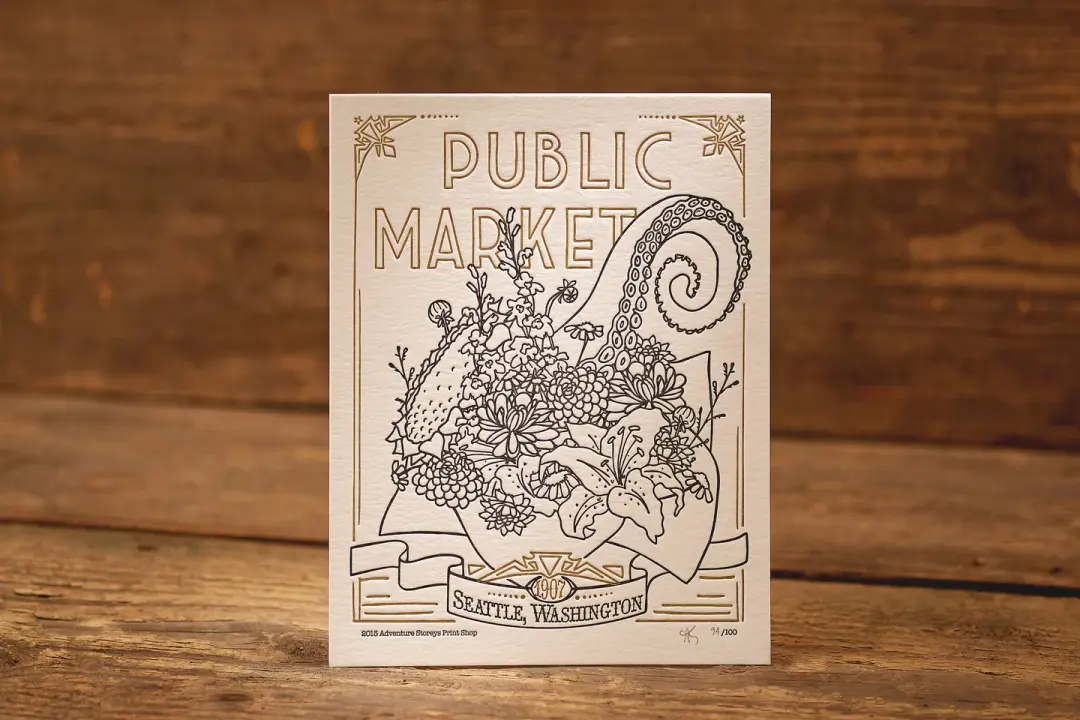 Market Bouquet - Limited Edition Letterpress Print (8.5 x 11")