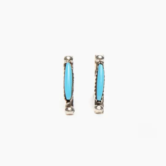 Zuni Turquoise Needlepoint Slim Stud Earrings