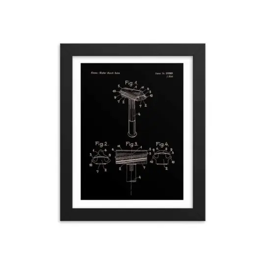 Vintage Walbusch "Hump Back" Patent Drawing Elegant Black Framed Print