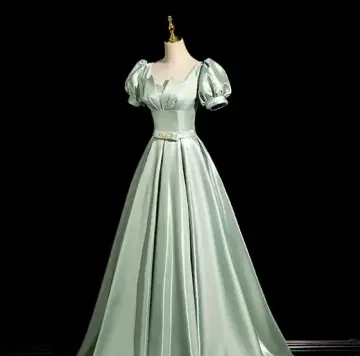 Elegant MInt Green Prom Gown , Pretty Satin Silky Maxi Evening Dress RS1337
