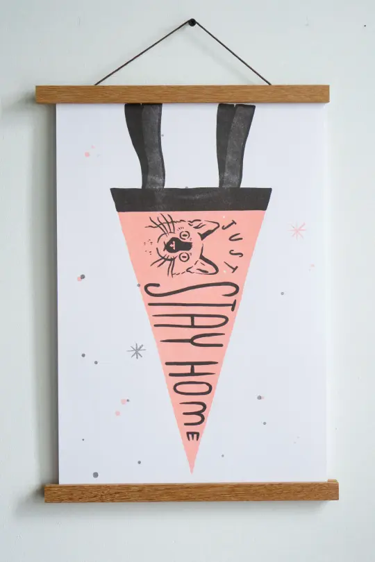 Cat Pennant Riso Print - 11" x 17"