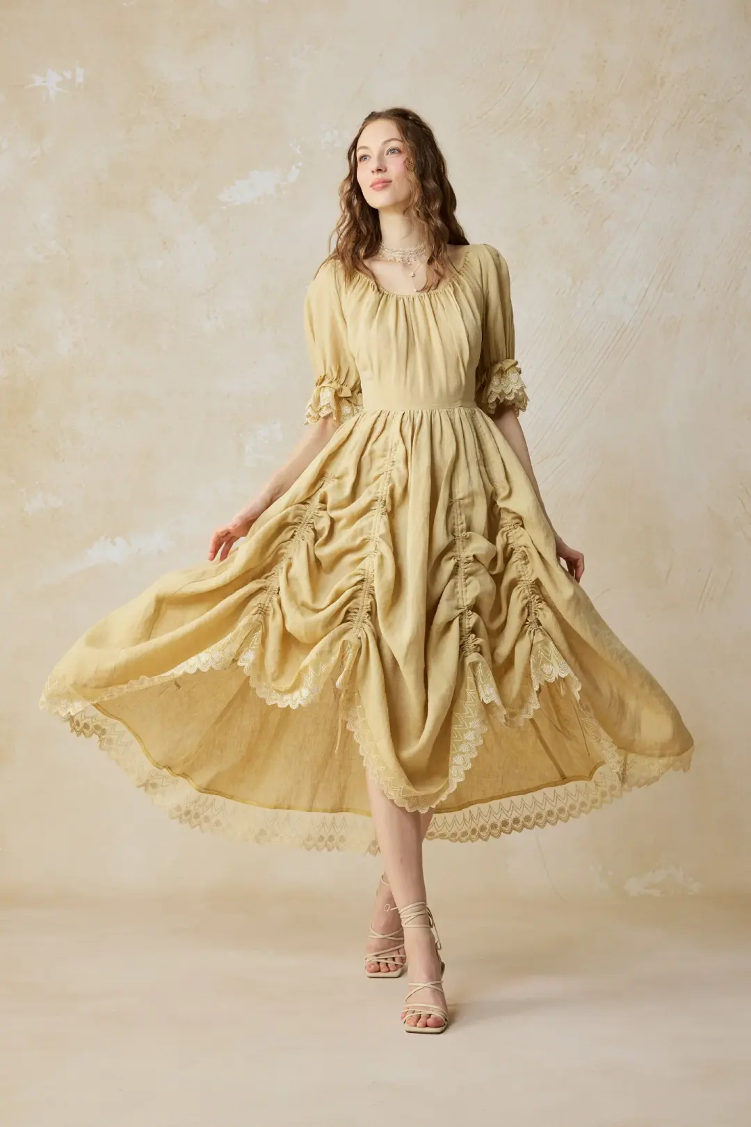 Elowen 27 | Lace Linen dress gown ( 2 way to wear )