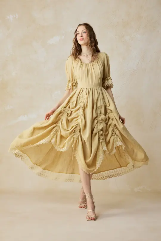 Elowen 27 | Lace Linen dress gown ( 2 way to wear )