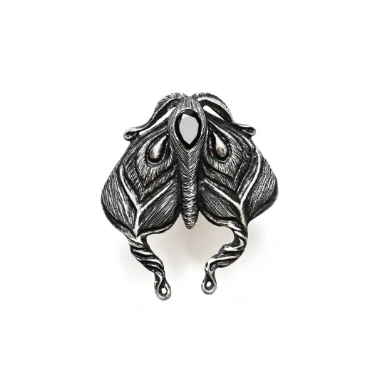 * Ready to Ship  * The Planchette Grief Moth. Ring with Onyx. Size 7.