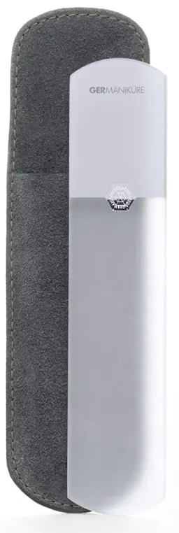 GERMANIKURE - Pedicure Bar - Dual Texture, Genuine Czech Crystal Glass Foot File in Suede Case