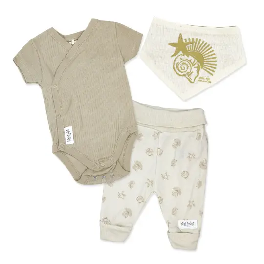Home Grown Baby 100% Organic Cotton  Sun and Sea 3 Piece Layette Set, 6-9M