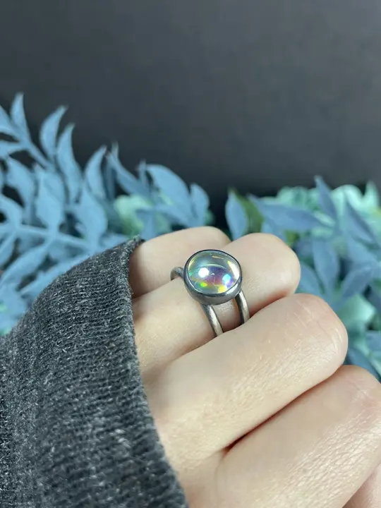 Cosmic Vintage Glass Orbit Ring - Size 5.5