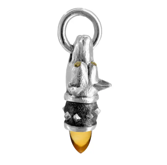 Mustarde - Watchful Hound Pendant with Citrine and Sapphires