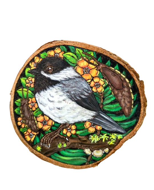 Hand-drawn Bird and Mushroom Vinyl Stickers by Forrest Chel Art