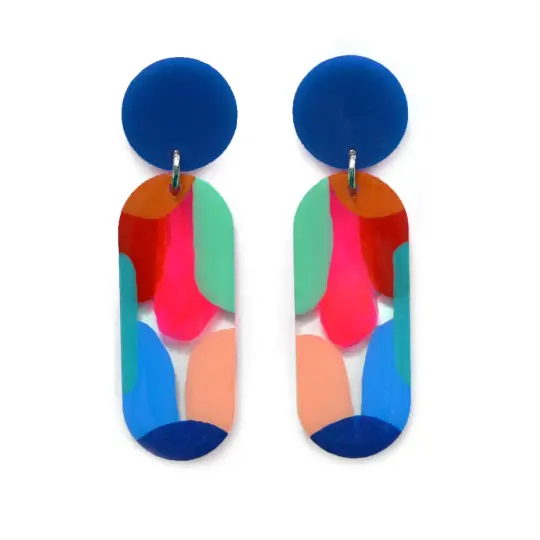 Oval Drop Modern Resin and Laser Cut Earrings