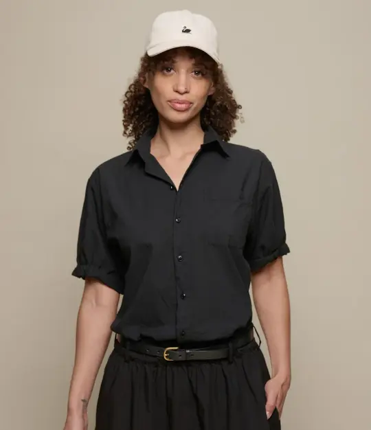 Lightweight Cotton Poplin Women's Shirt with Rolled-Up Sleeves