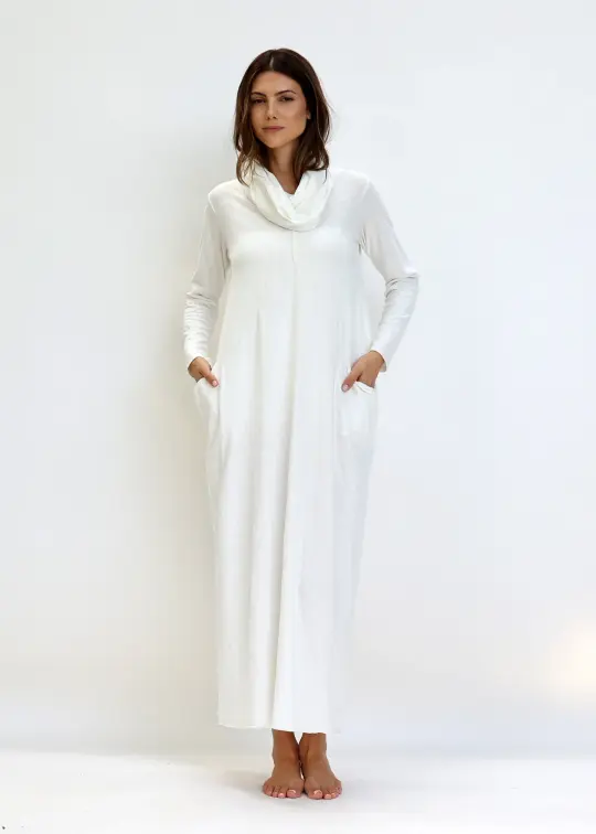 Chunky Cowl Origami Long Dress