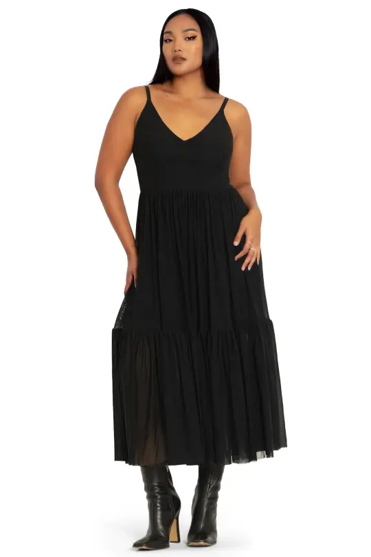 Black Sheer Midaxi Dress