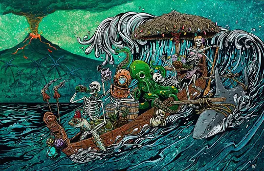 Party Barge Canvas Print - Ocean Party Art by David Lozeau