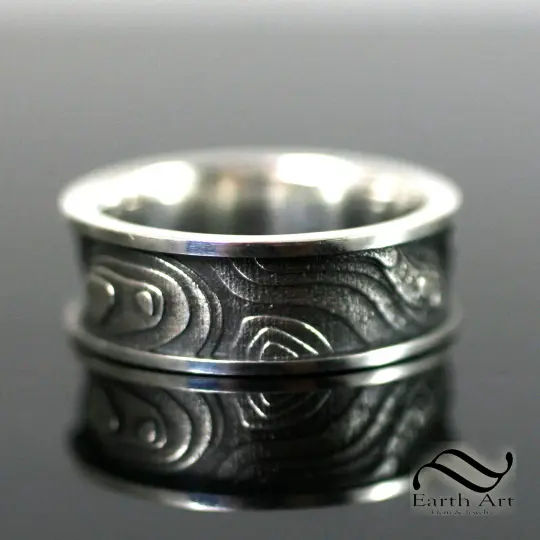 Topo Map Ring - Mens ring in 14k gold or sterling silver