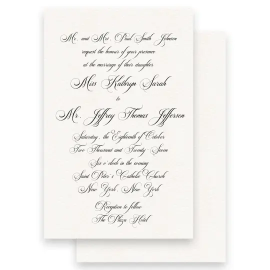 Simple Black Traditional Switzerland Script Wedding Invitation