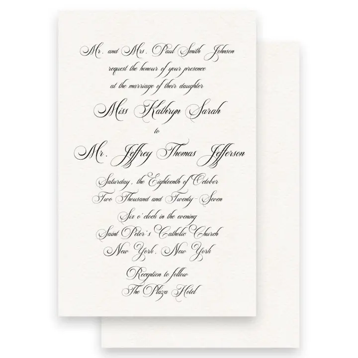 Simple Black Traditional Switzerland Script Wedding Invitation