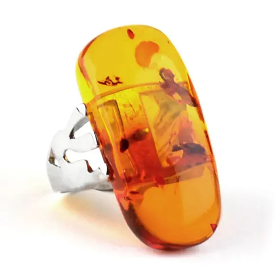 Unique Honey Amber - Silver Ring
