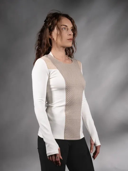 PT-CC1-05 White/beige cyberpunk sweater