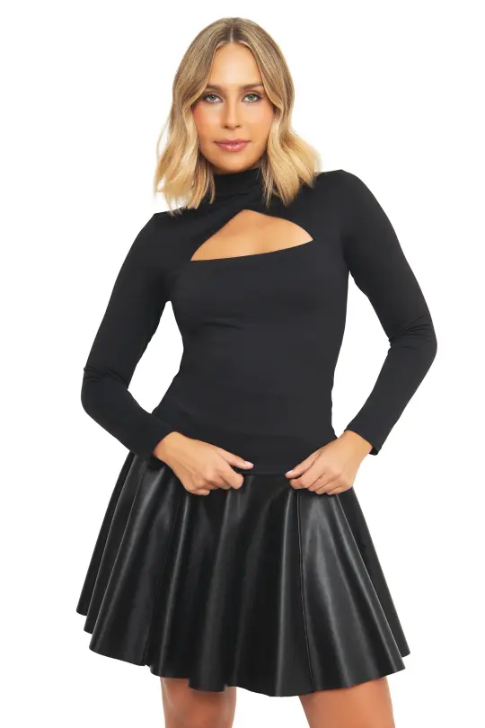 Matte Black Triangulation Long Sleeve Top