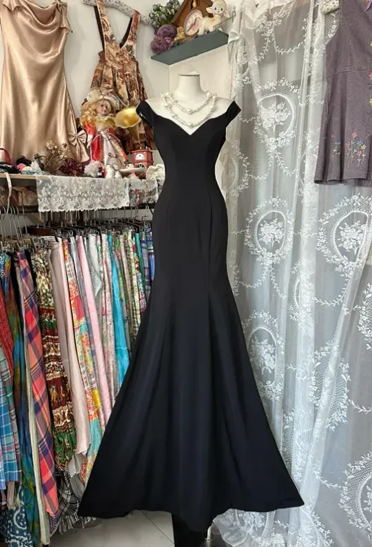 Black suspender waist slim hip fishtail sexy long skirt ball gown R6197