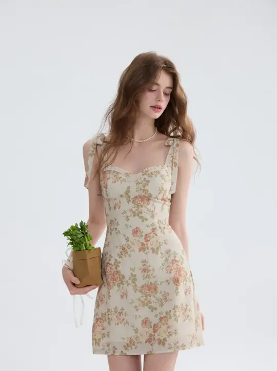 French floral suspender skirt short dress holiday wear short skirt R2707