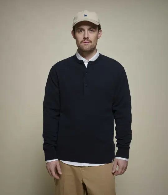 Merino Wool-Cashmere-Silk Long Sleeve Henley