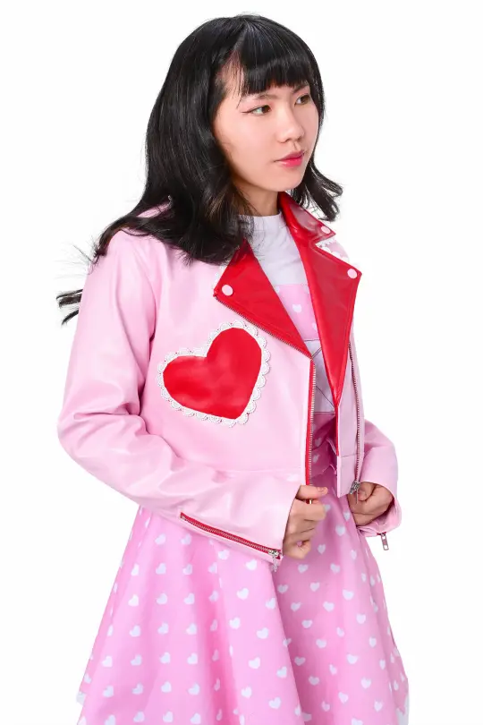 Candy Cruiser Cropped Moto Jacket - Red