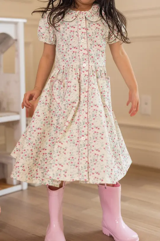 Mini Alayna Play Dress in Ivory Pansy Trellis