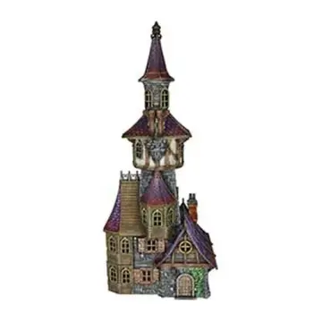 Fully painted 28mm 3D-printed wizard's tower with violet spires — tabletop RPG terrain for D&D, Pathfinder & wargaming