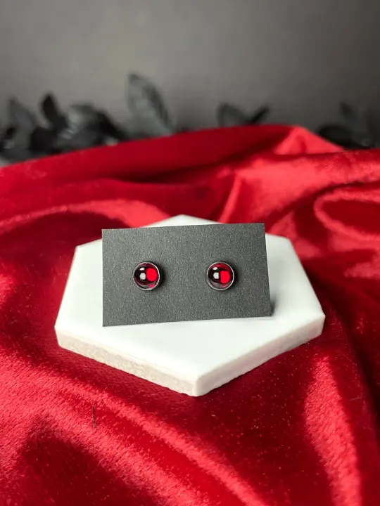 Red Vintage Glass Stud Earrings