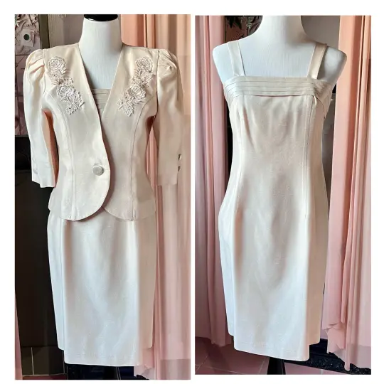 Champagne Slip Dress With Matching Jacket Set