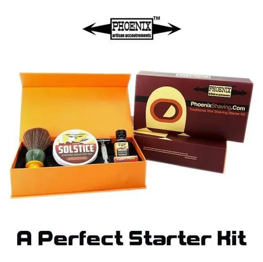 Phoenix Shaving Traditional Shaving Starter Kit | CK-6 Solstice & Symmetry Straight Bar Set