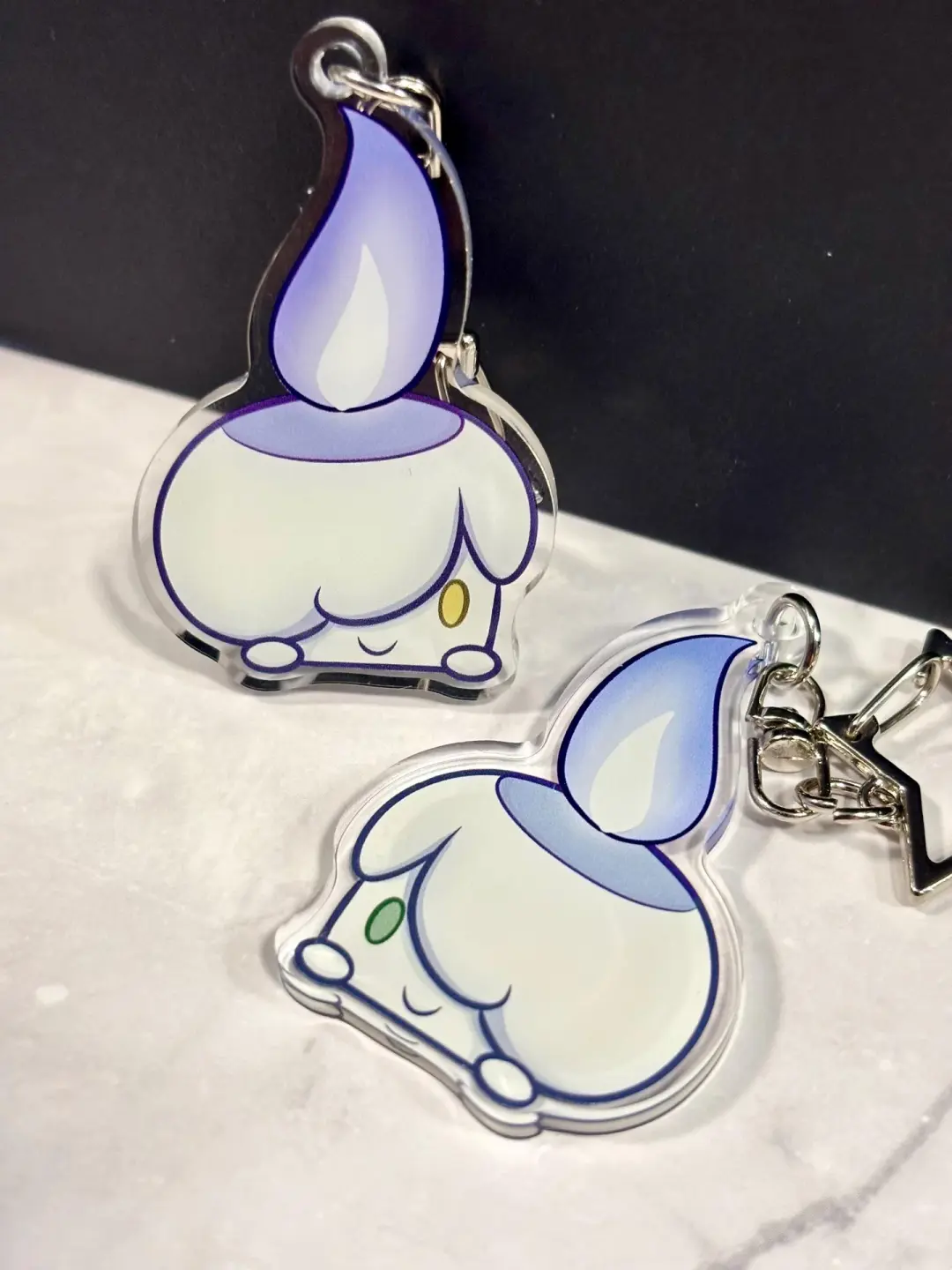 Ghost Candle Fanart Acrylic Keychain: Double-Sided Ghost Charm