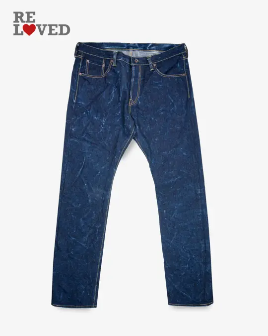 21/23oz Ultra Heavy Raw Selvedge Denim Slim Cut Jeans - Indigo (IH-555s-UHR) Tag 40, Hemmed to 35.5"