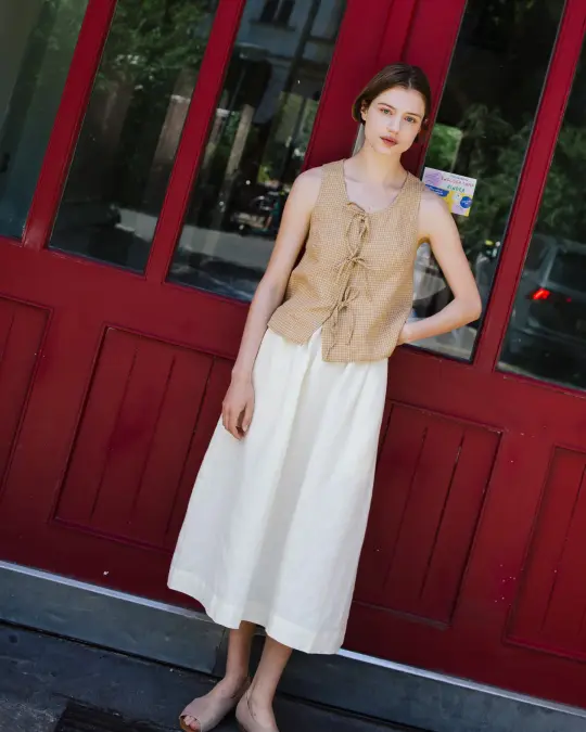 MIJAS bow tie linen blouse