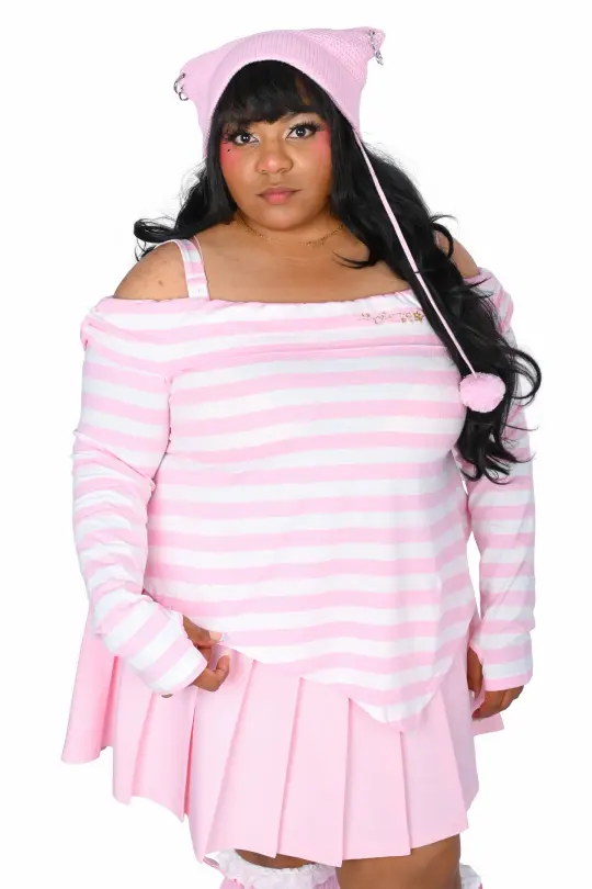 Lina Striped Top - Pink/ White