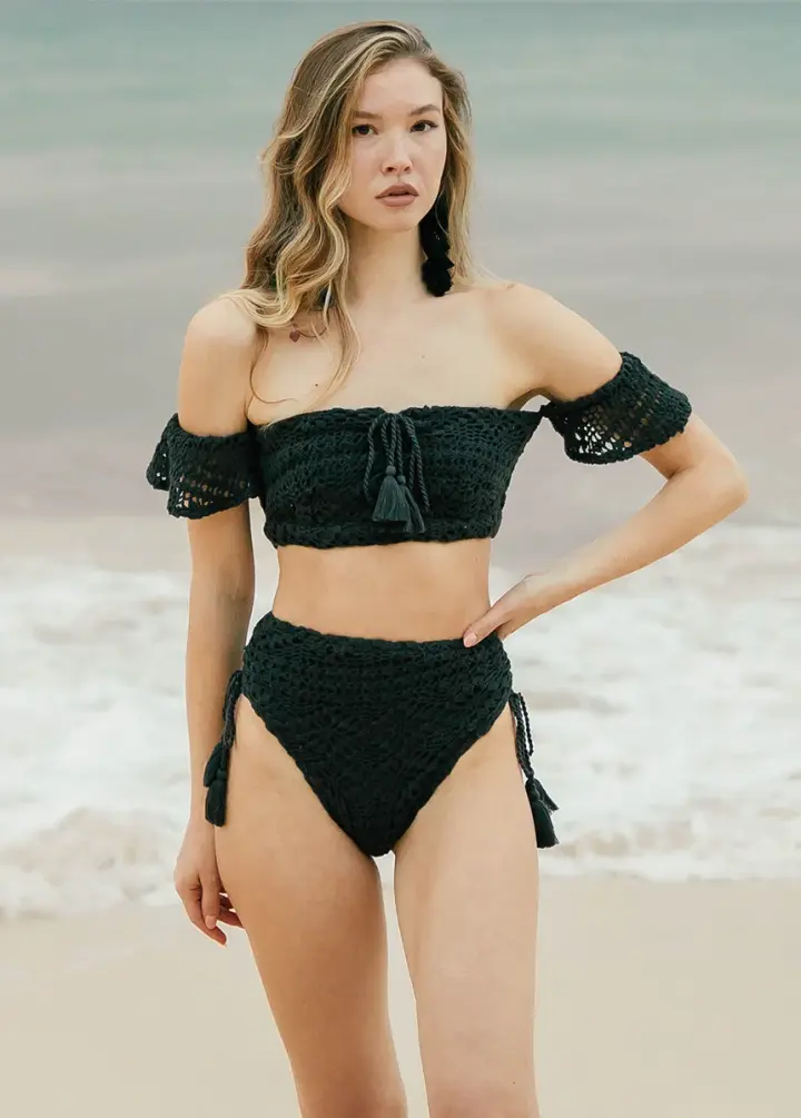 Makani High-Waisted Swim Bottom in Raven