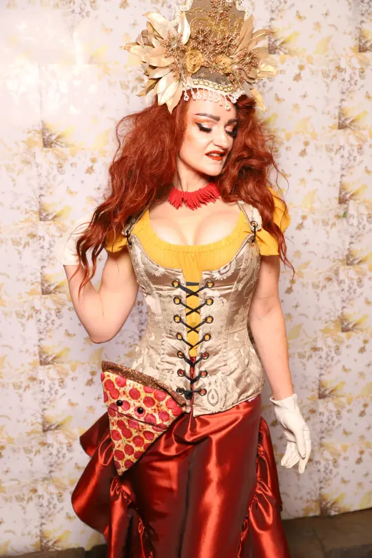 22. Marie Overbust Corset in Ivory Damask - The Marinara Maidens Collection